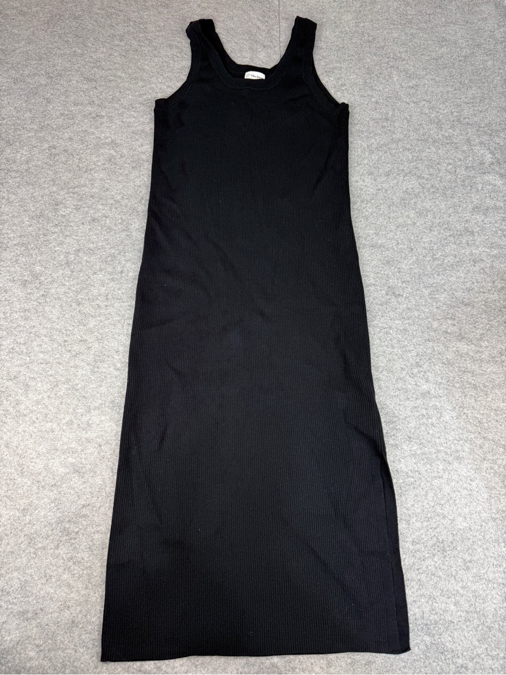 One-and-Done The Drop Black Ribbed Maxi Tank Dress L NWT